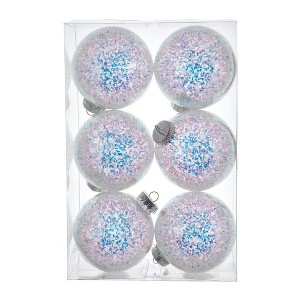 Kurt Adler 100MM 6pc Shatterproof Iridescent Glittered Ball Ornaments - 1 of 4