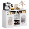 YESFASHION Modern coffee bar cabinet with 2 glass doors, adjustable shelves, with wine rack, white dining room cabinet for living room, dining room - 2 of 4