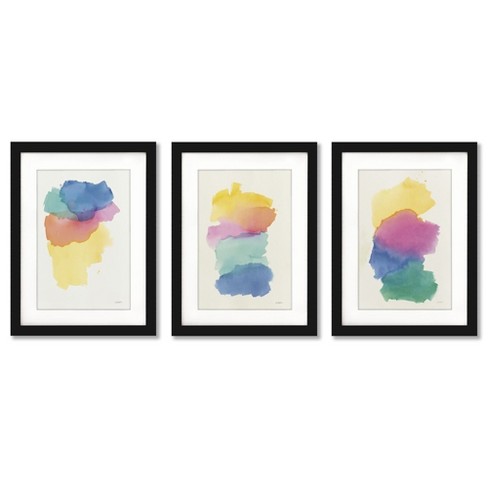 (set Of 3) Colorburst Ombre By Mike Schick Black Matted Framed Triptych ...