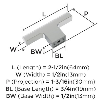 Polished Chrome Modern T-Handle Cabinet Knob with Mounting Hardware