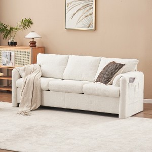 Modern 3-Seater Sofa 77" Polyester Couch - Plush Triple Seater Sofa with High-Density Polyester Cushions, Deep Seat Couch for Family Room, Apartment - 1 of 1