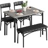 GOCAPTAIN 4 Piece Dining Table Set - Wood Table with 2 Upholstered Chairs & Bench, Space-Saving Retro Kitchen Dining Set for Apartment, Dining Room - 2 of 4