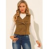 INSPIRE CHIC Women's Faux Suede Casual Sleeveless Biker Vest Jacket - 3 of 4