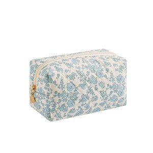 Generic Cute Floral Makeup Bag Small Cotton Quilted Cosmetic Bag, Aesthetic Essential Bag - 1 of 4