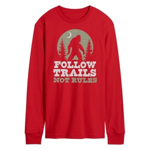 Men's - Instant Message - Follow Trails Not Rules Sasquatch Long Sleeve Graphic T-Shirt - 1 of 4