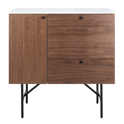 Marabel Wood Chest Walnut/White/Black - Safavieh