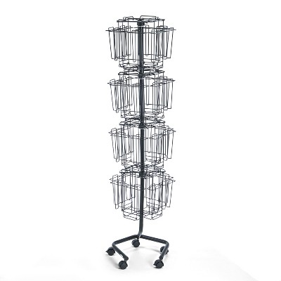 Safco Wire Rotary Display Racks 32 Compartments 15w x 15d x 60h Charcoal 4128CH