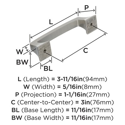 Satin Nickel 3-Inch Traditional Bar Pull with Mounting Hardware