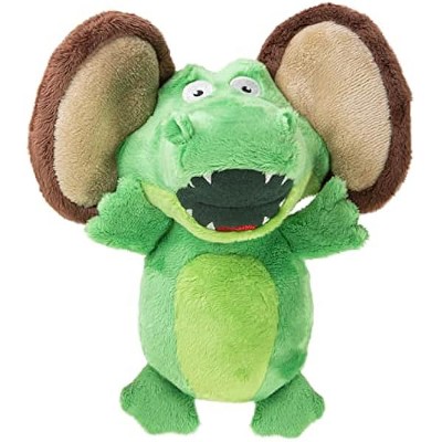 goDog Flips Gator-Monkey Silent Squeak Plush Dog Toy, Chew Guard Technology - Green, Large