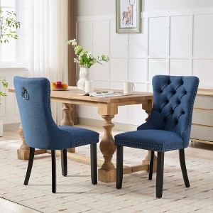 CENGHU Modern Upholstered Dining Chairs Set of 2, High-end Tufted Solid Wood Kitchen Side Chairs with Wood Legs Nailhead Trim - 1 of 4