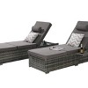Outdoor Patio Lounge Chairs Set of 2,Adjustable Back Tanning Recliner Lounge with Cushions,Poolside Chaise Lounge with Storage-Coolbibila - 3 of 4