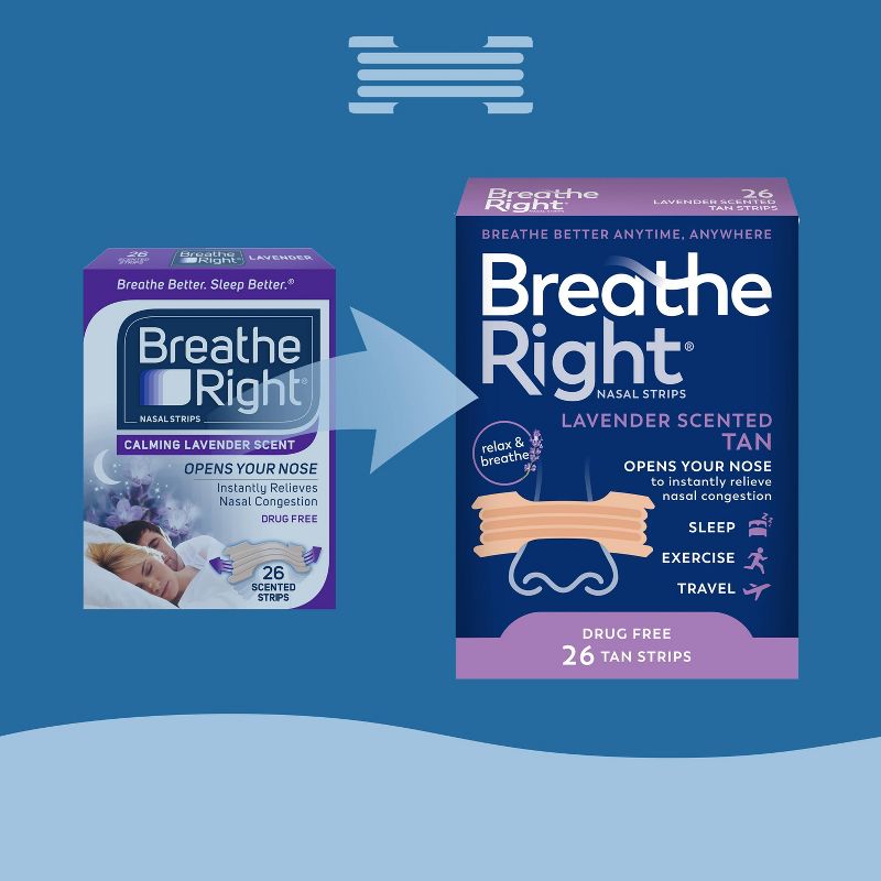 Breathe Right Lavender Scented Drug-Free Nasal Strips for Congestion Relief - 26ct, 4 of 8