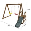 Wood Swing Set w/Slide,Wood Swing Set for Backyard, 2 in 1 Outdoor Swing Set with Slide, Climbing Rope Ladder Kids Backyard Playset - 4 of 4