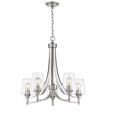 Joliet 5-Light Brushed Nickel Glass Shade Chandelier