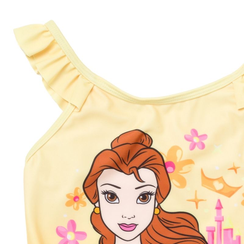 Disney Princess Cinderella Belle Tiana Jasmine Girls One Piece Bathing Suit Toddler to Little Kid, 5 of 7