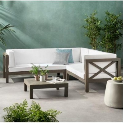 Maggift Patio Seating Sets Outdoor, Featuring Unique Design, Ideal for Chats, Perfect for Gardens, Living Spaces, White, 88.5"*30.25"*26.5"