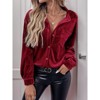 Coolmee Women's Velvet Button Down Shirts Boyfriend Long Sleeve Blouses Tops - 4 of 4