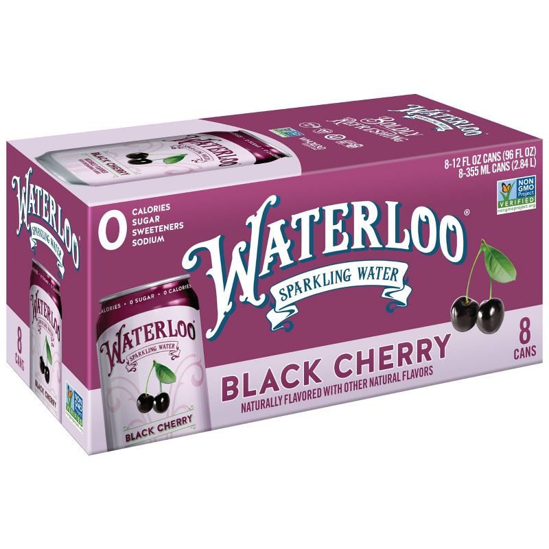 Waterloo Black Cherry Sparkling Water - 8pk/12 fl oz Cans, 1 of 6