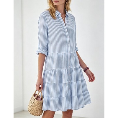 layered striped trapeze shirt dress sezane Arielle dress blue stripes 36 As you can see - this has a trapeze  cut