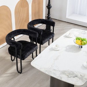 LOVMOR House Hold Contemporary Designed Chenille Fabric Upholstered Accent/Dining Chair/Kitchen Armchair for Living Room set of 2 - 1 of 4