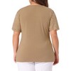 Agnes Orinda Women's Plus Size Summer V Neck Short Sleeve Elegant Lace Ribbed Knit Tunic Blouse - 4 of 4