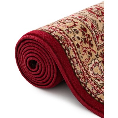 Elegant Medallion 5'3" x 8' Burgundy Synthetic Rectangular Rug