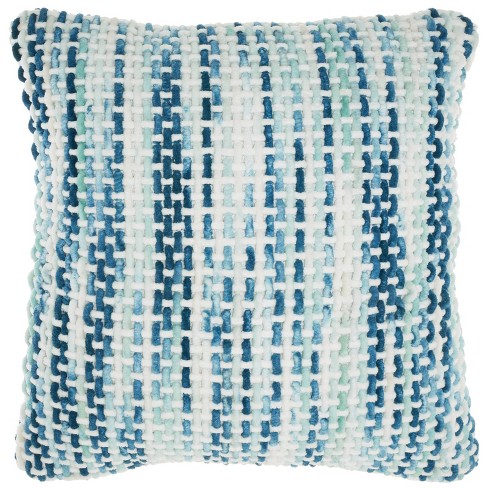 Mina Victory Life Styles Distressed Diamond 18 x 18 Aqua Throw Pillow