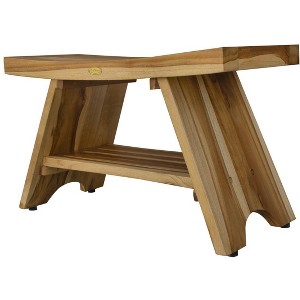 EcoDecors® Serenity® 35" Teak Wood Shower Bench with Shelf in EarthyTeak Finish - 1 of 4