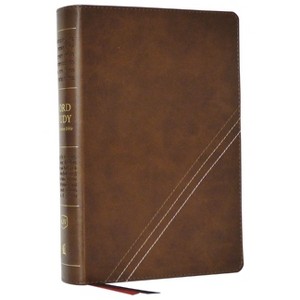 Kjv, Word Study Reference Bible, Leathersoft, Brown, Red Letter, Comfort Print - by  Thomas Nelson (Leather Bound) - 1 of 1