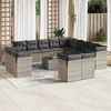 vidaXL 14 Piece Patio Sofa Set with Cushions Gray Poly Rattan - With Table - 2 of 4
