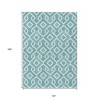Teal Blue And Ivory Geometric Washable Indoor Outdoor Area Rug - 3 of 4