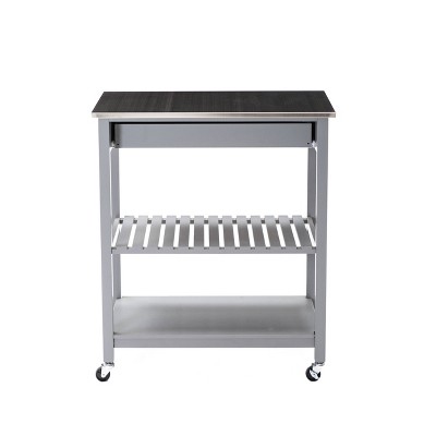 Gray Stainless Steel Top Kitchen Cart with Storage