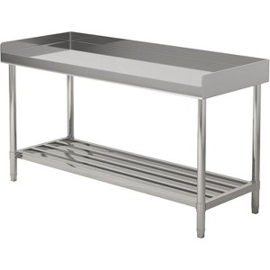48x24 Inch NSF Certified Stainless Steel Prep & Work Table with Backsplash and Adjustable Undershelf Commercial Kitchen Island for Restaurants - 1 of 4