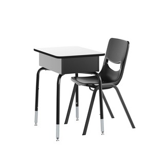 Flash Furniture HERCULES Student Desk with Open Front Metal Book Box, Desktop, and Frame and Heavy-Duty Flex Comfort Classroom Stack Chair - 1 of 4