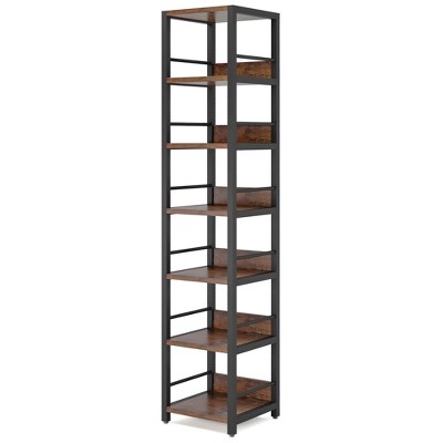 NicBex 6-Tier Corner Bookshelf with Display Shelves & Metal Frame Bookcases for Living Room Home Office, Brown