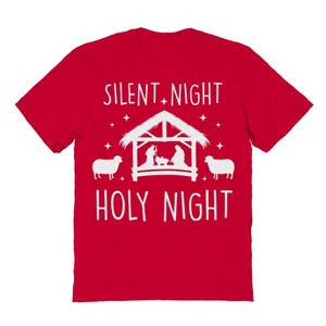 Rerun Island Men's Christmas Silentnight Holynight Short Sleeve Graphic Cotton T-Shirt - 1 of 1