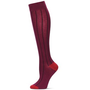 Memoi Hot Pinstripe Cotton Blend Knee High Sock - 1 of 3