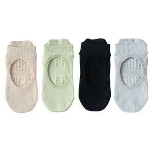 Anna-Kaci 4 Pairs Women's Non-Slip Yoga Socks Soft Cotton Grip Sole Low-Cut Design with Arch Ventilation for Pilates Barre - 1 of 4