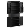 Gulches Black Bathroom Storage Cabinet - Tall Cabinet with 4 Doors, 1 Drawer, Adjustable Shelf, Multiple Storage Spaces for Bathroom (MDF Material) - 4 of 4