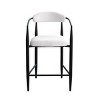 Set of 2 Modern Boucle Upholstered Height Bar Stools,Metal Frame Barstool with Arms and Footrest,Bar Stool for Kitchen Dining Room-Coolbibila - 2 of 4
