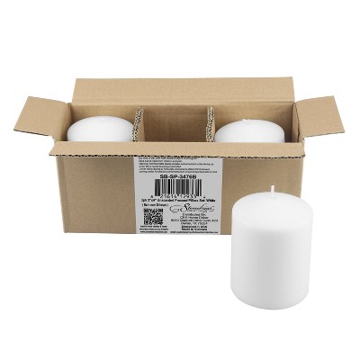 White 3'' x 4'' Unscented Dripless Pillar Candle