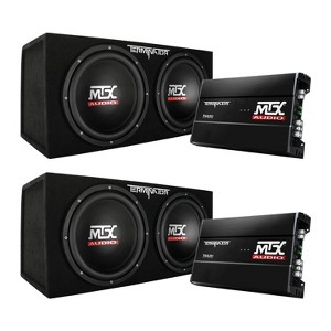 MTX 12" 1200W Dual Loaded Car Subwoofer Audio w/ Sub Box + Amplifier (2 Pack) - 1 of 4