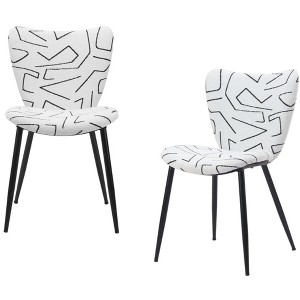 HomeRoots Set of Two White and Black Upholstered Faux Shearling Dining Side Chairs - 1 of 4