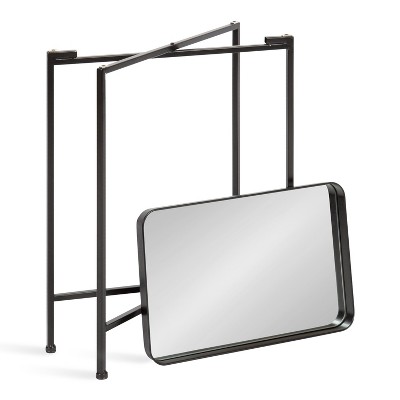 Celia 26'' Black Metal and Mirrored Glass Modern Side Table