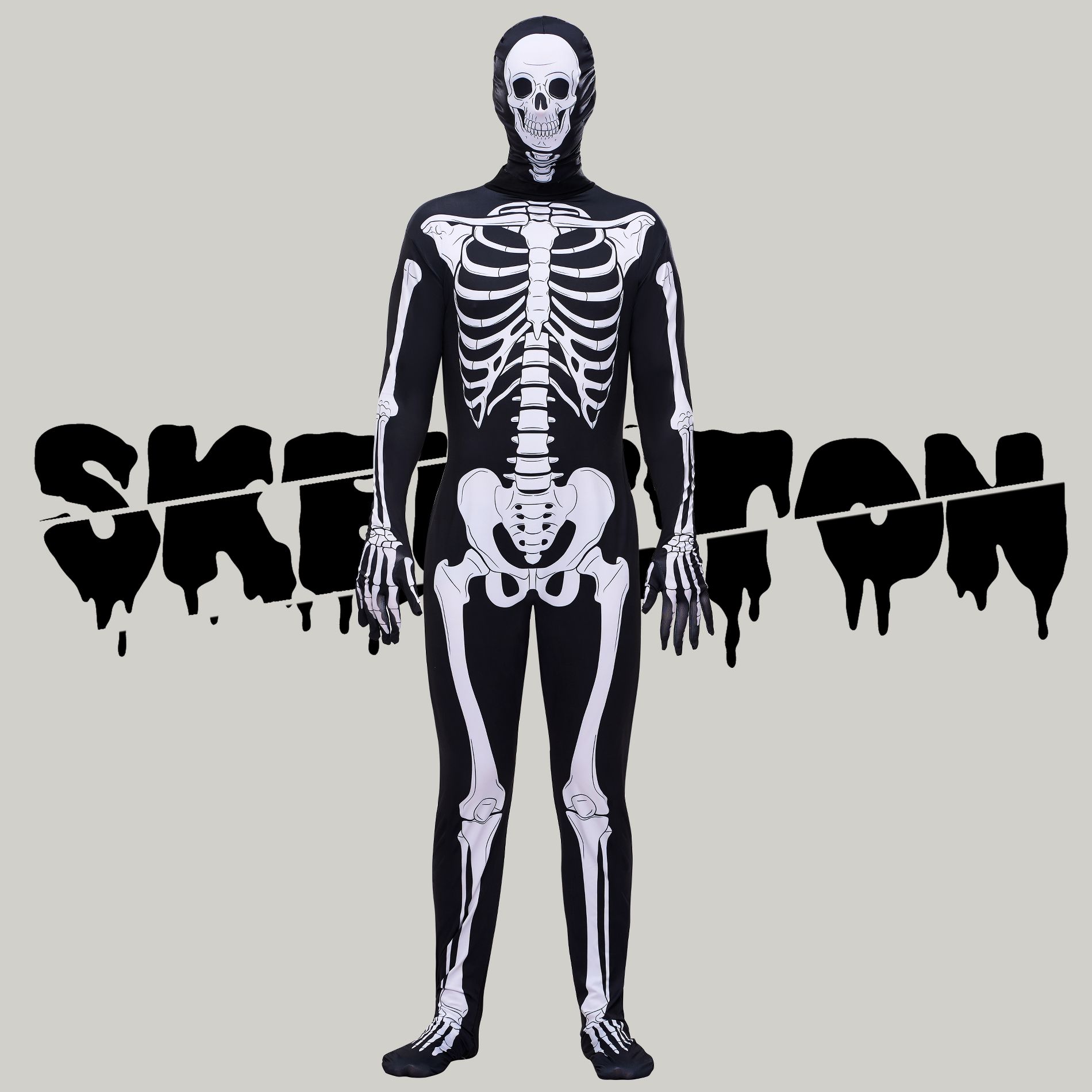 Joyfy Skeleton Halloween Costume for Men' Adults Skeleton Bodysuit for Halloween Costume dress up