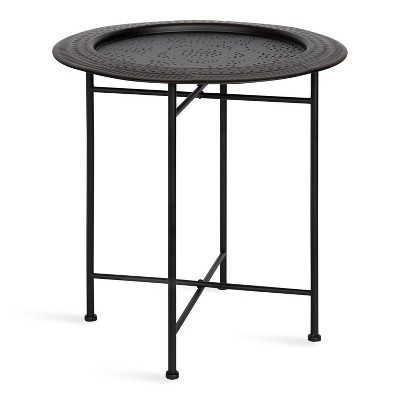Kate and Laurel Razza Round Metal Side Table, 19x19x20, Black