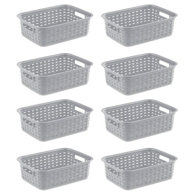 Sterilite Small Convenient 11 Inch Long Multipurpose Basketweave Home Or  Office Storage Open Basket Organizer, Espresso (8 Pack) : Target