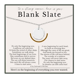 HOPE LOVE SHINE Encouragement Necklace for Women – Sterling Silver Gold Blank Slate Pendant – Inspirational Gift, 18” Chain - 1 of 4