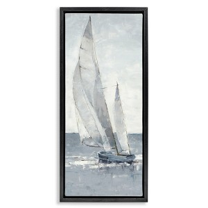 Stupell Industries Grey Sailboat Nautical Abstraction Floating Frame Canvas Art - 1 of 4
