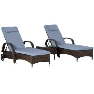 Resenkos Chaise Lounge Chair Set, Outdoor Sectional Furniture, PE Rattan, Gray - 1 of 4